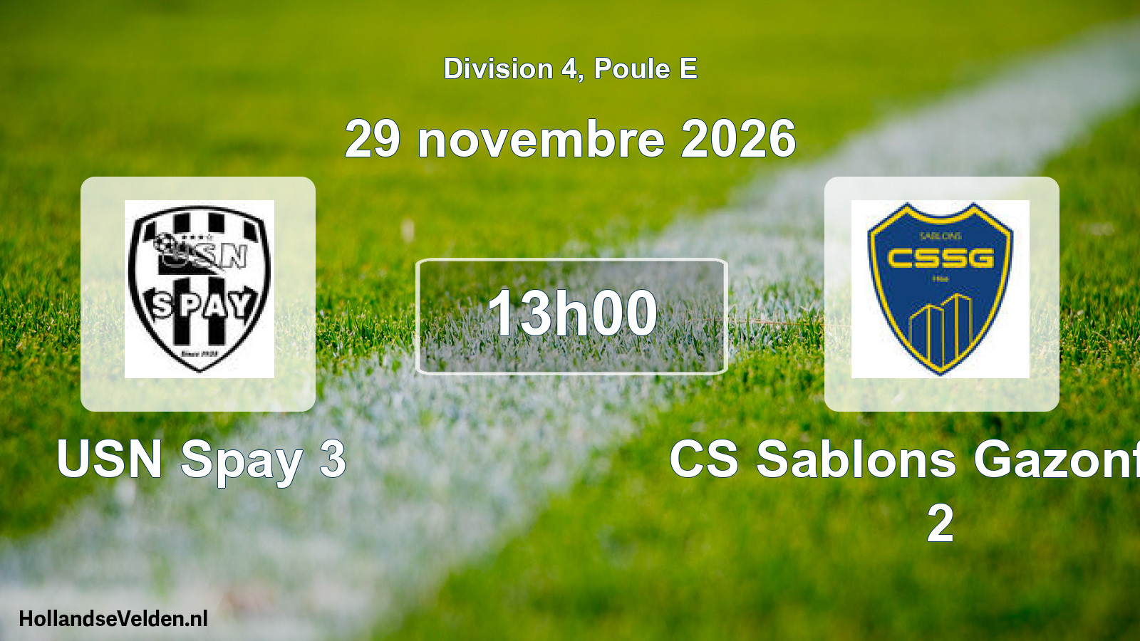 Scheduled Match: USN Spay 3 - CS Sablons Gazonfier 2 (29 November 2026)