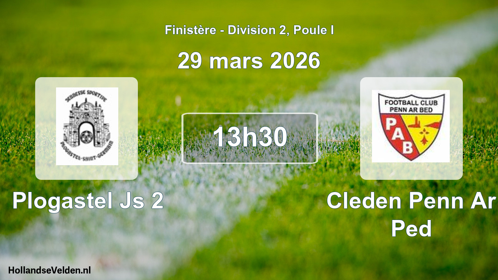 Geplande wedstrijd: Plogastel Js 2 - Cleden Penn Ar Ped (29 mars 2026)