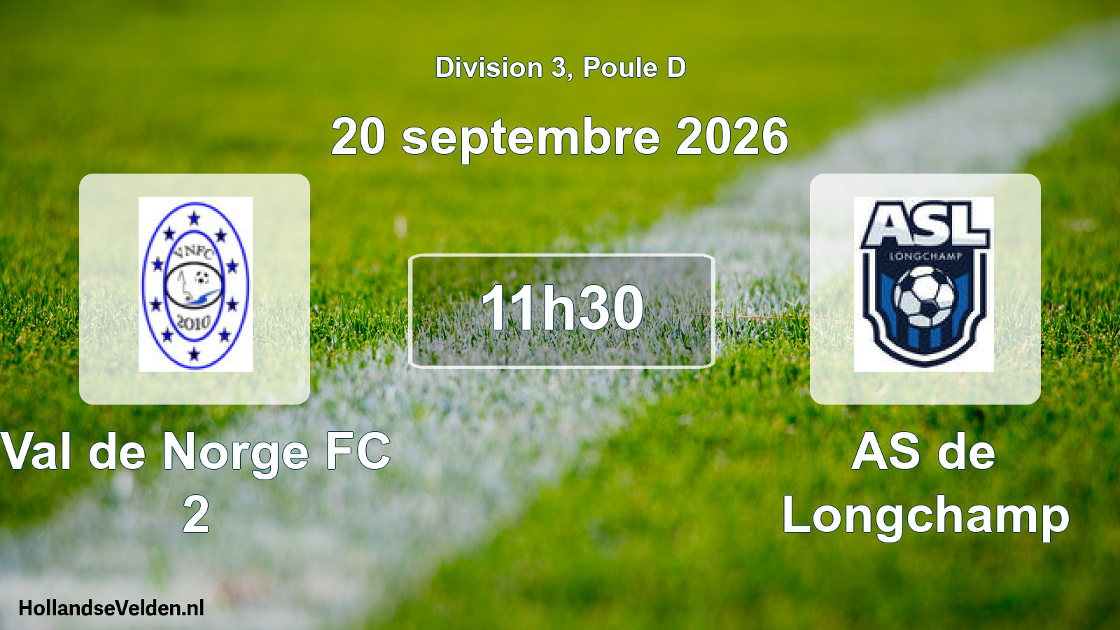Scheduled Match: Val de Norge FC 2 - AS de Longchamp (20 September 2026)