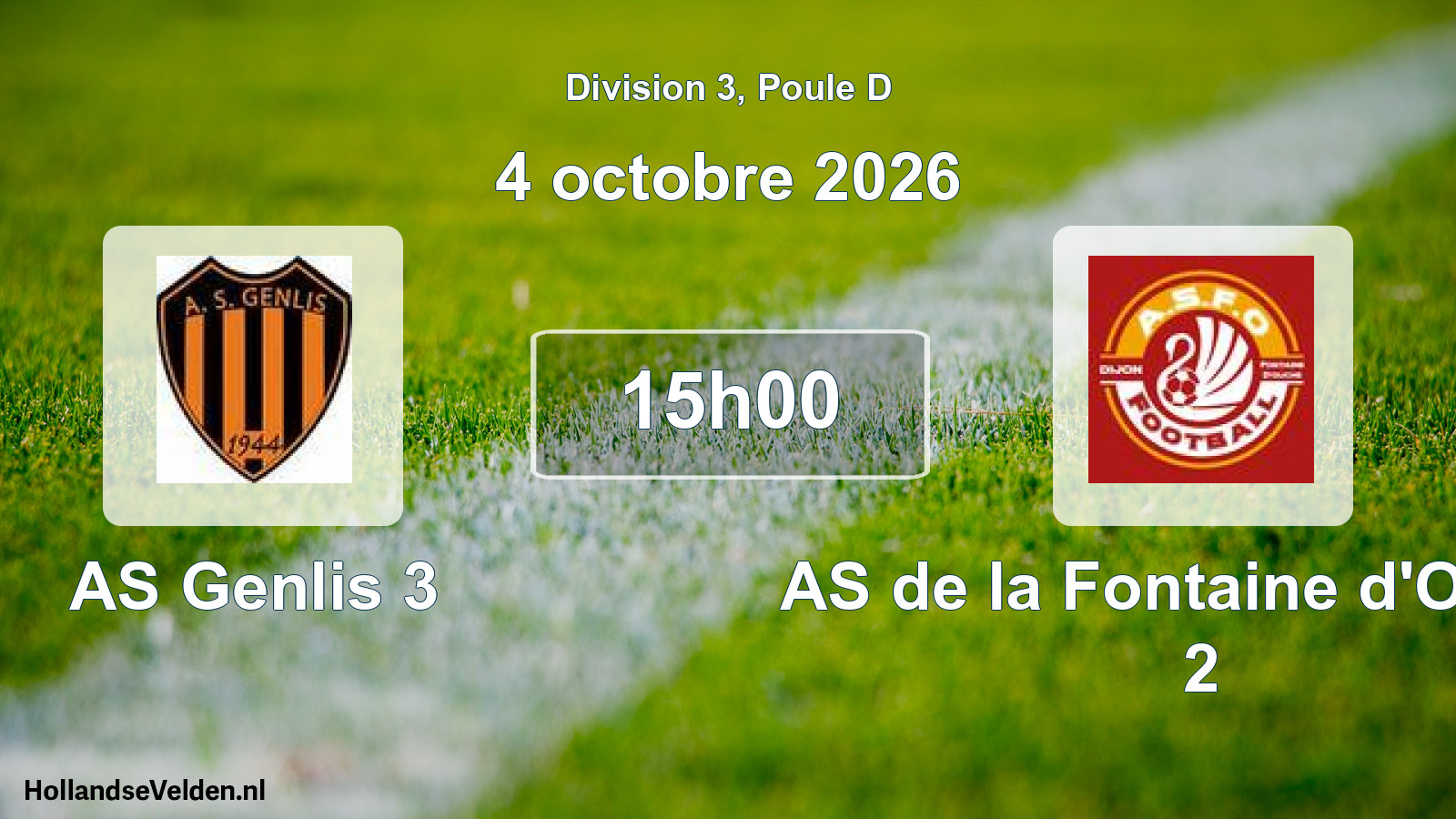 Scheduled Match: AS Genlis 3 - AS de la Fontaine d'Ouche 2 (4 October 2026)