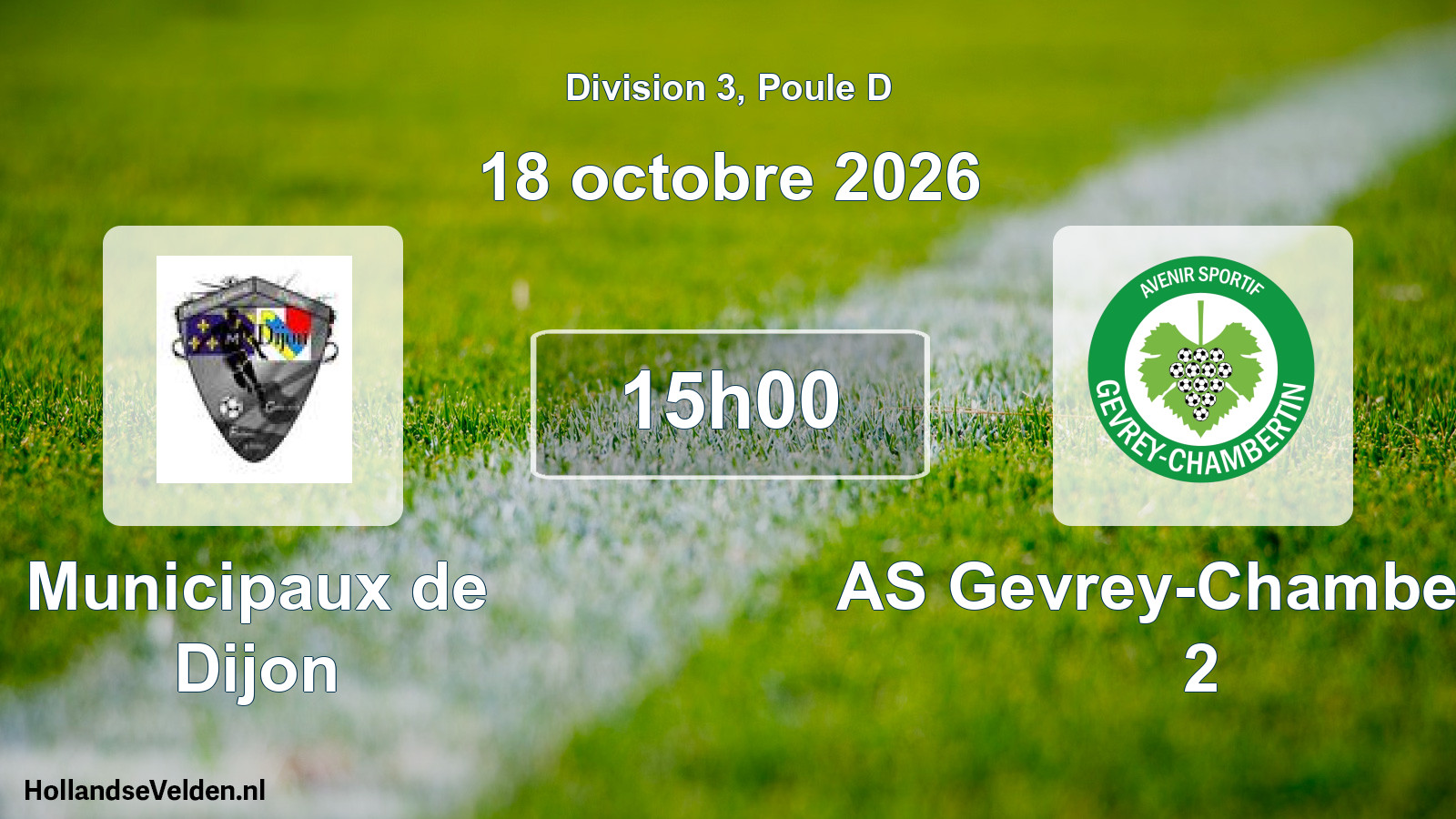 Match programmé: Municipaux de Dijon - AS Gevrey-Chambertin 2 (18 octobre 2026)