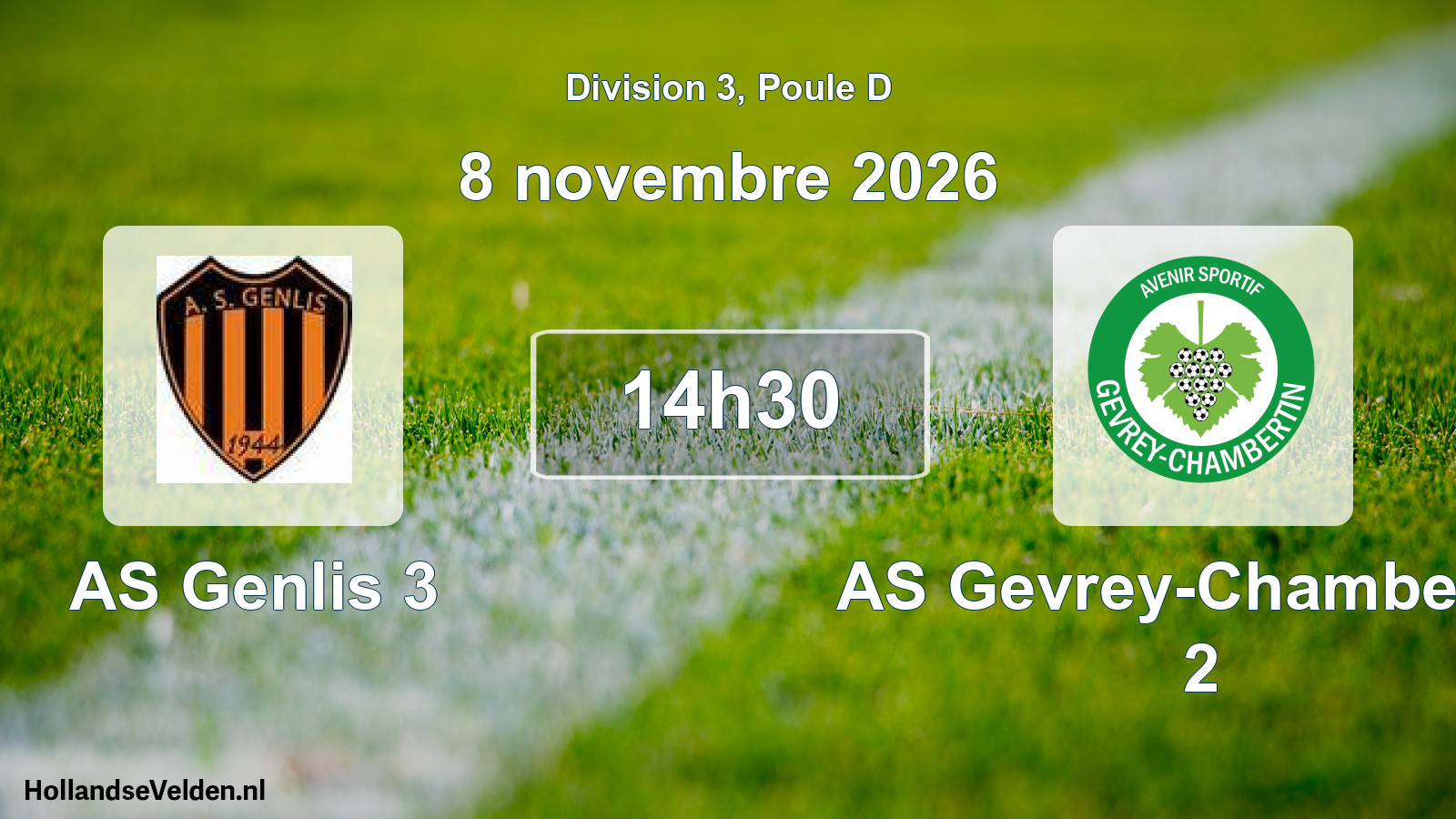 Scheduled Match: AS Genlis 3 - AS Gevrey-Chambertin 2 (8 November 2026)