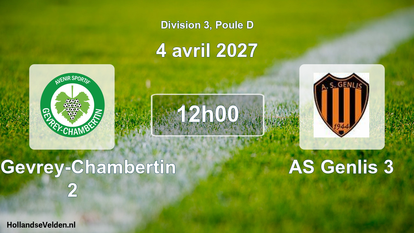Scheduled Match: AS Gevrey-Chambertin 2 - AS Genlis 3 (4 April 2027)