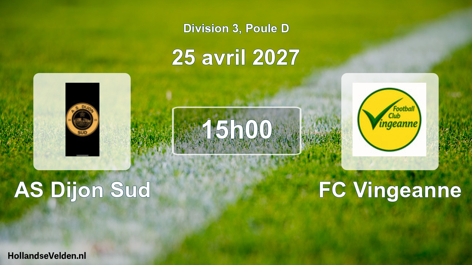 Match programmé: AS Dijon Sud - FC Vingeanne (25 avril 2027)