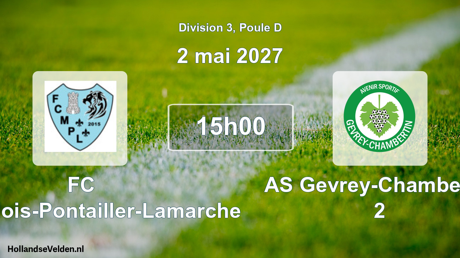 Match programmé: FC Mirebellois-Pontailler-Lamarche - AS Gevrey-Chambertin 2 (2 mai 2027)