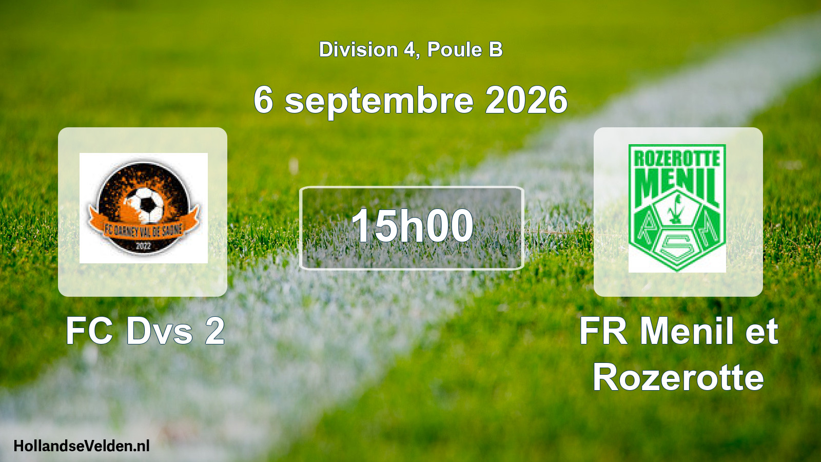 Match programmé: FC Dvs 2 - FR Menil et Rozerotte (6 septembre 2026)