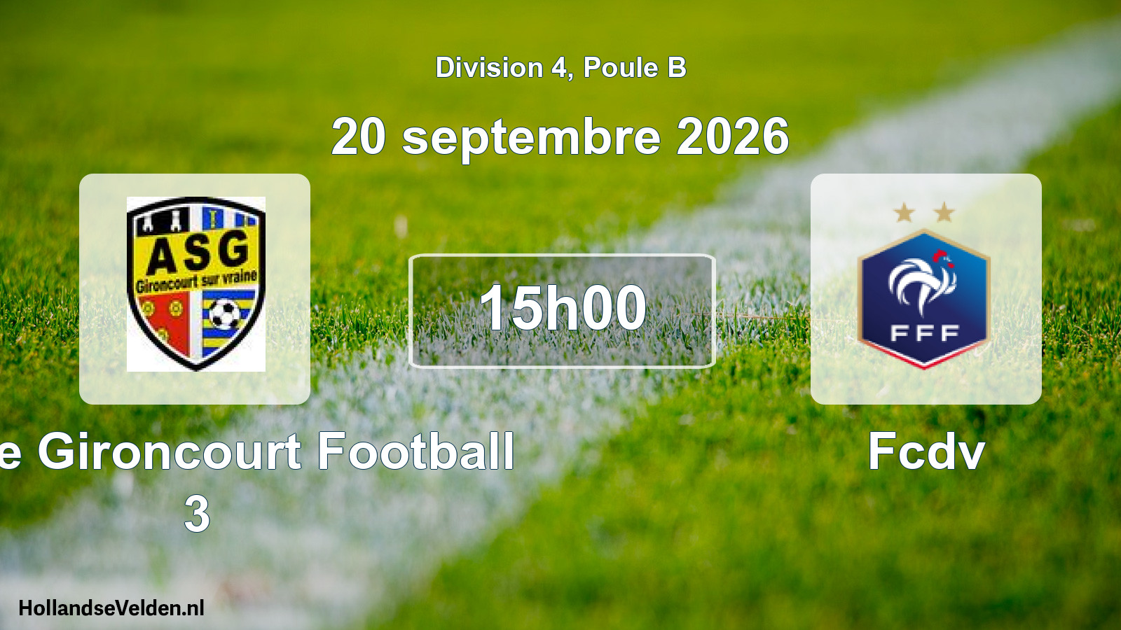 Match programmé: AS de Gironcourt Football 3 - Fcdv (20 septembre 2026)