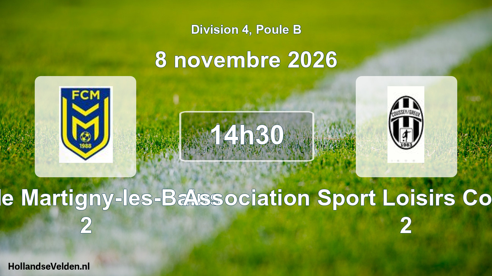 Match programmé: FC de Martigny-les-Bains 2 - Association Sport Loisirs Coussey-Greux 2 (8 novembre 2026)
