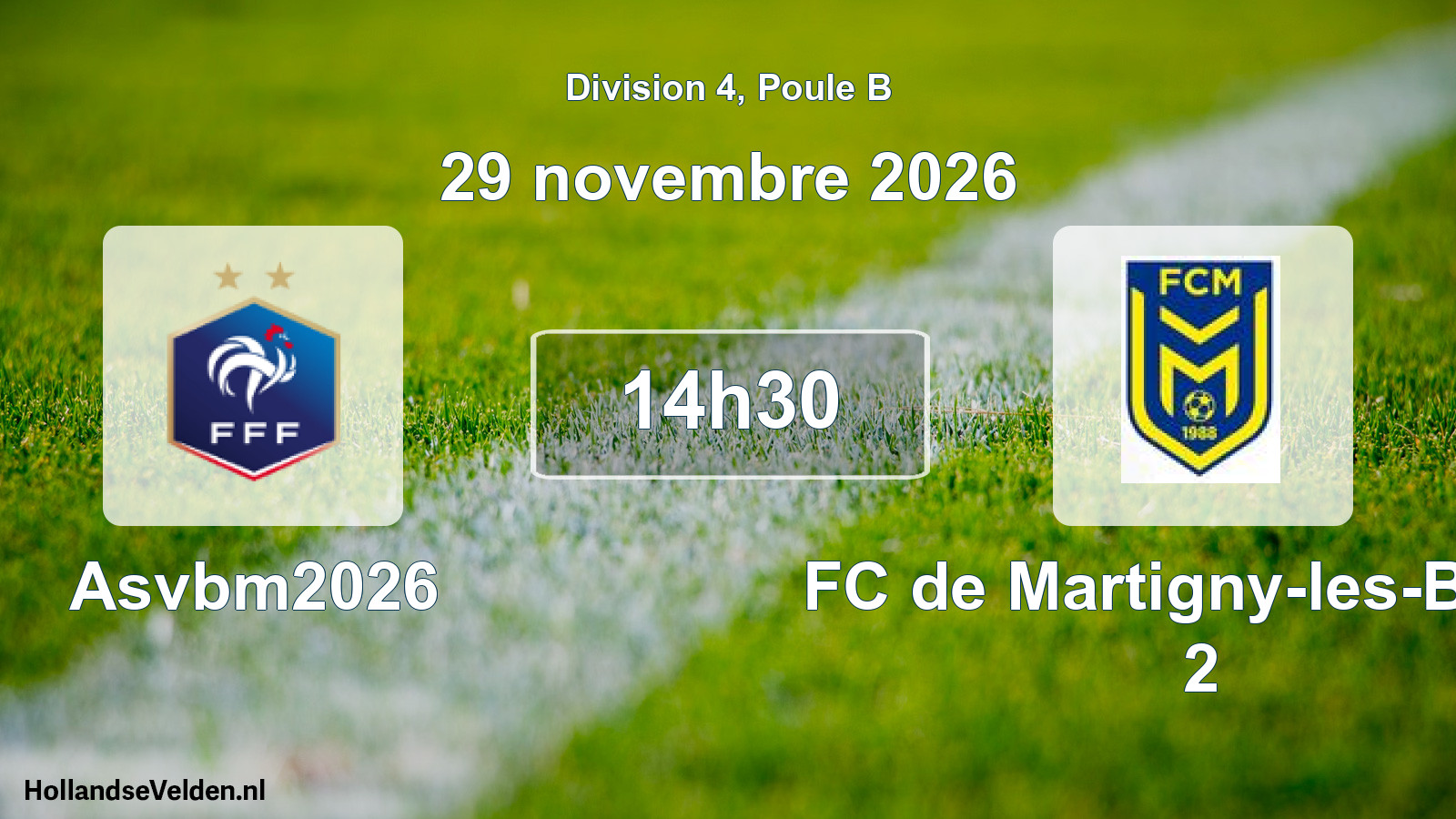 Match programmé: Asvbm2026 - FC de Martigny-les-Bains 2 (29 novembre 2026)