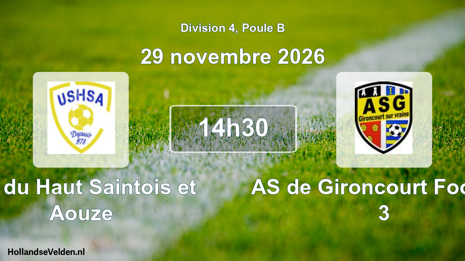 Match programmé: US du Haut Saintois et Aouze - AS de Gironcourt Football 3 (29 novembre 2026)