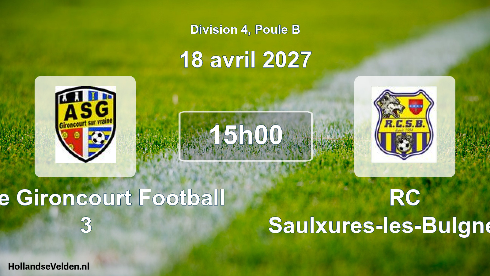 Match programmé: AS de Gironcourt Football 3 - RC Saulxures-les-Bulgneville (18 avril 2027)