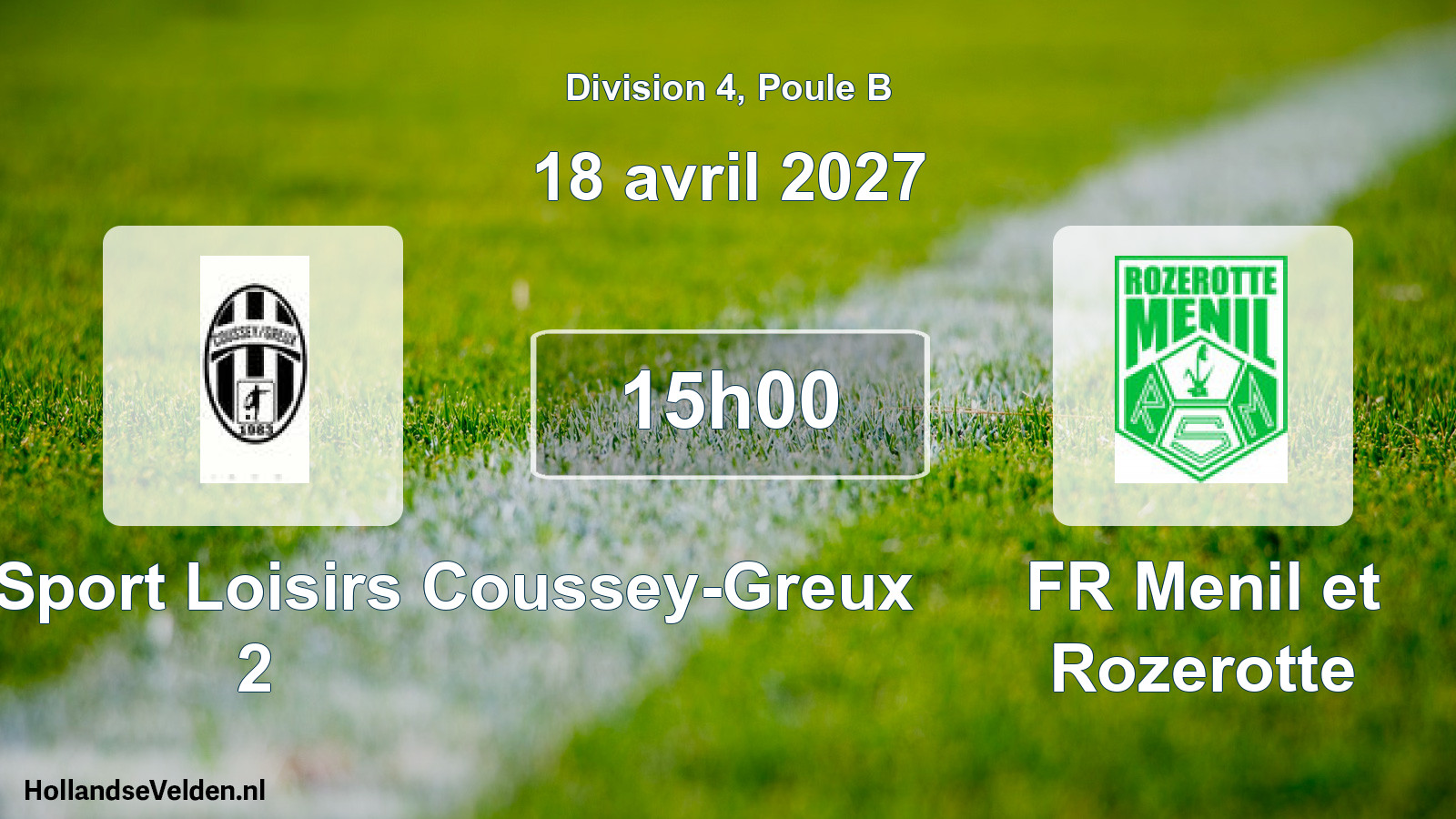 Match programmé: Association Sport Loisirs Coussey-Greux 2 - FR Menil et Rozerotte (18 avril 2027)
