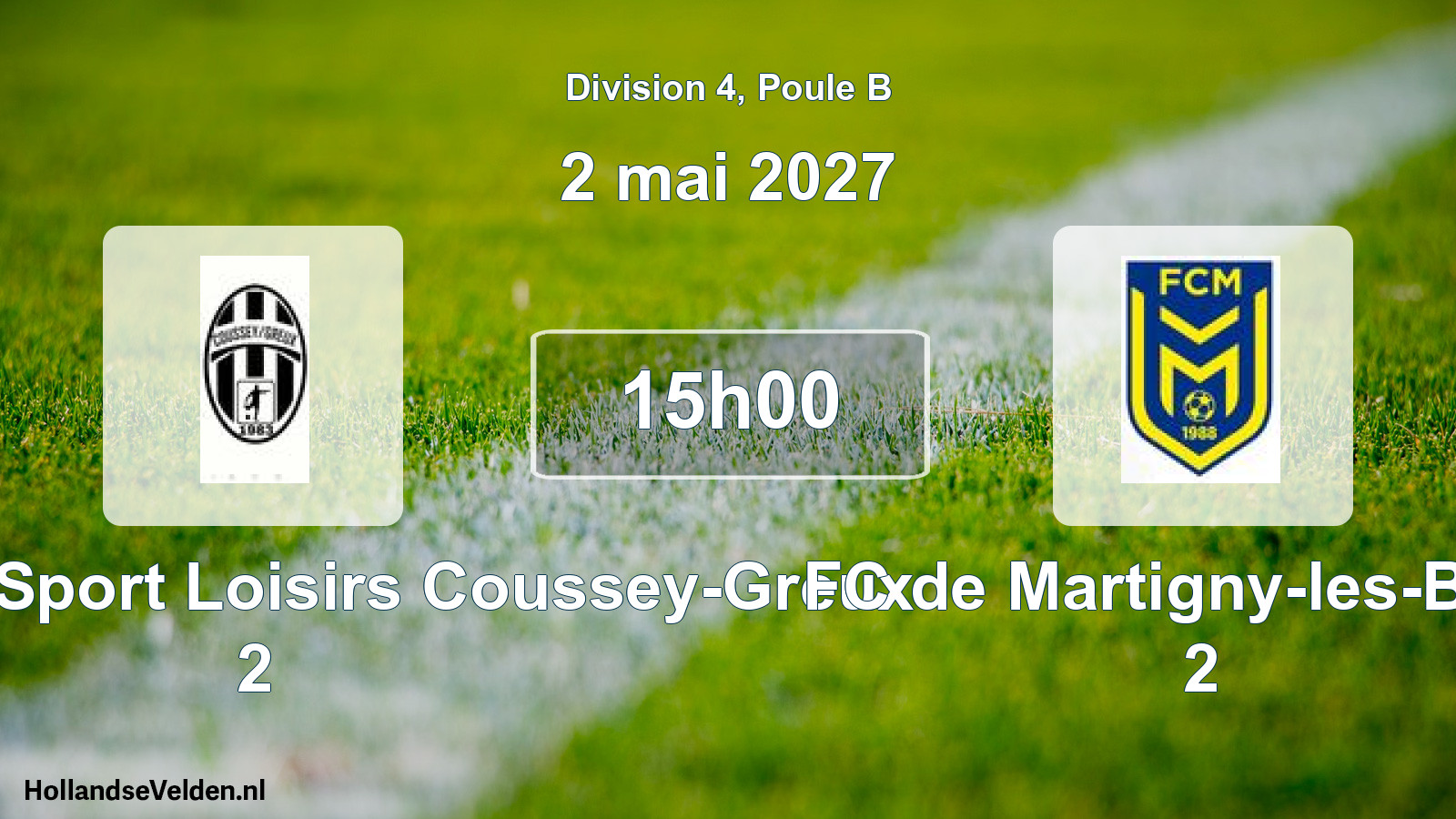 Match programmé: Association Sport Loisirs Coussey-Greux 2 - FC de Martigny-les-Bains 2 (2 mai 2027)