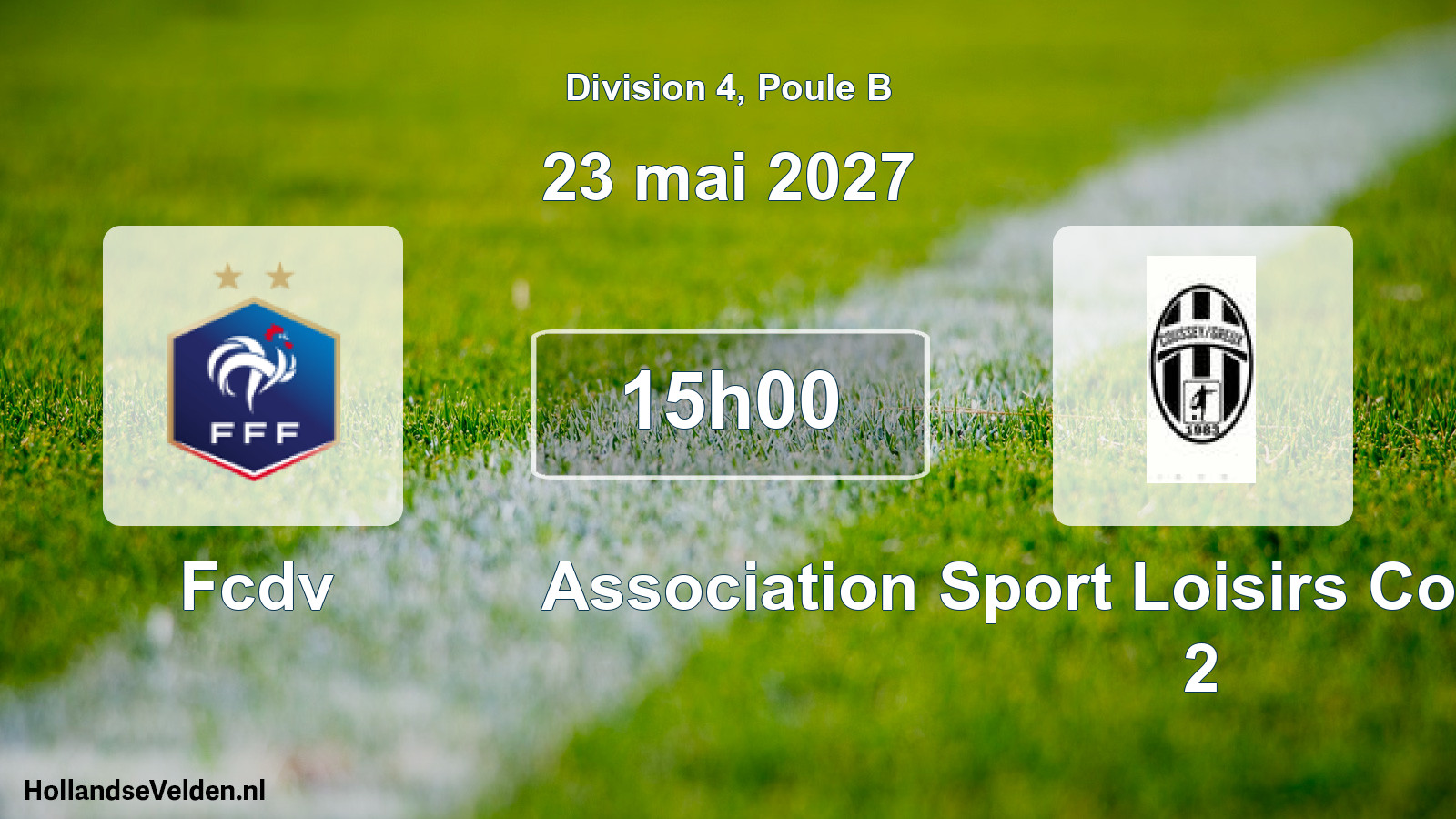 Geplande wedstrijd: Fcdv - Association Sport Loisirs Coussey-Greux 2 (23 mei 2027)