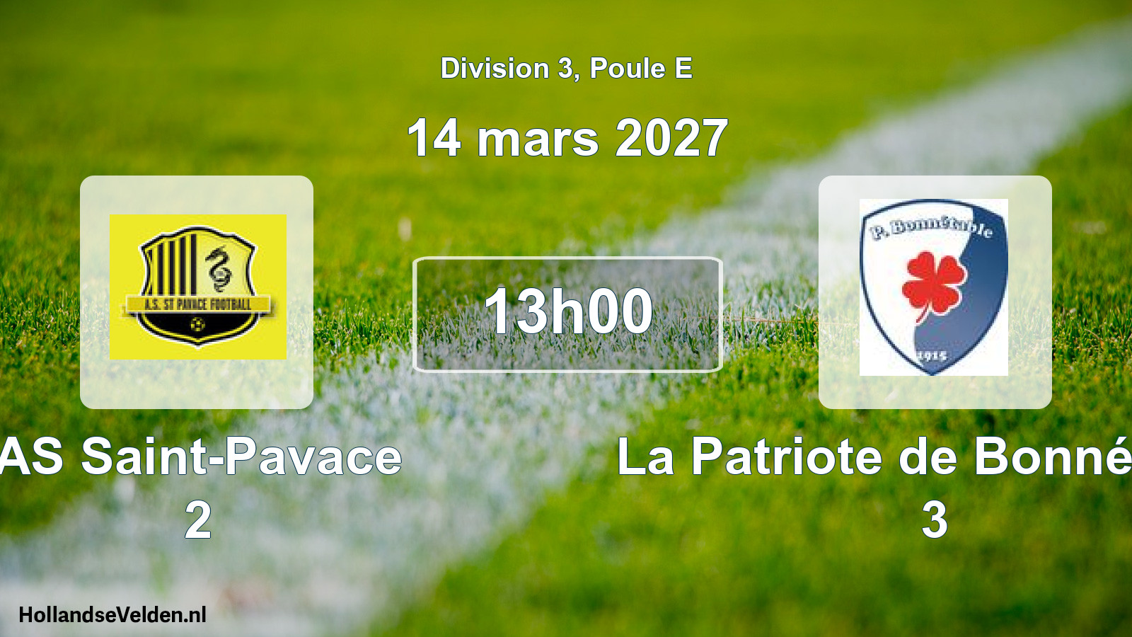 Match programmé: AS Saint-Pavace 2 - La Patriote de Bonnétable 3 (14 mars 2027)
