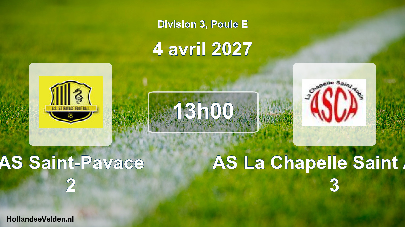 Match programmé: AS Saint-Pavace 2 - AS La Chapelle Saint Aubin 3 (4 avril 2027)