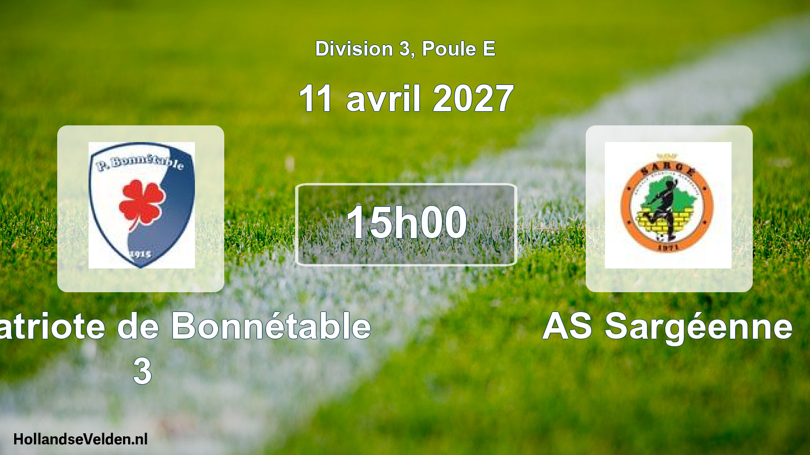Match programmé: La Patriote de Bonnétable 3 - AS Sargéenne (11 avril 2027)