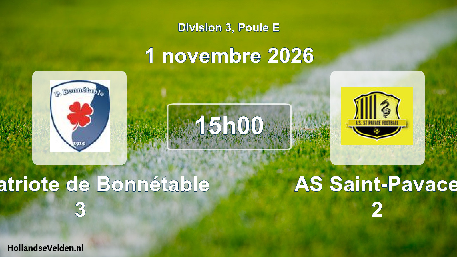 Match programmé: La Patriote de Bonnétable 3 - AS Saint-Pavace 2 (1 novembre 2026)