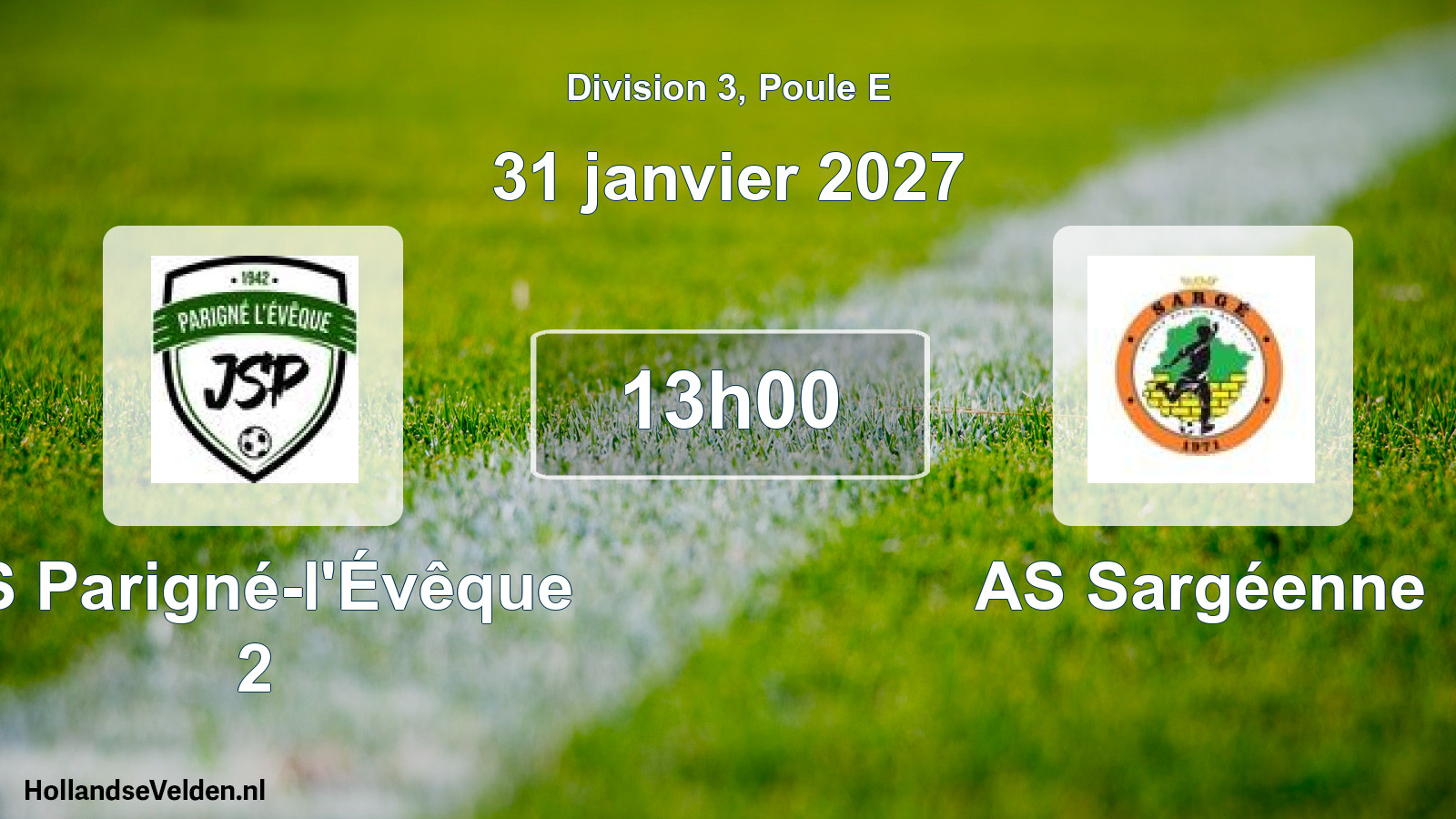 Match programmé: JS Parigné-l'Évêque 2 - AS Sargéenne (31 janvier 2027)