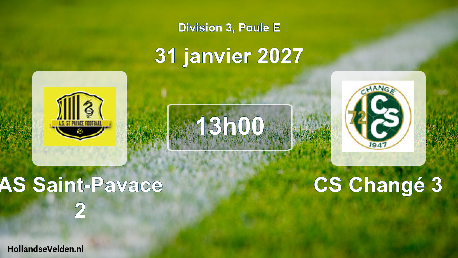 Match programmé: AS Saint-Pavace 2 - CS Changé 3 (31 janvier 2027)