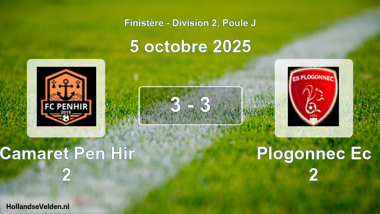 Gespeelde wedstrijd: Camaret Pen Hir 2 - Plogonnec Ec 2 3 - 3 (5 octobre 2025)