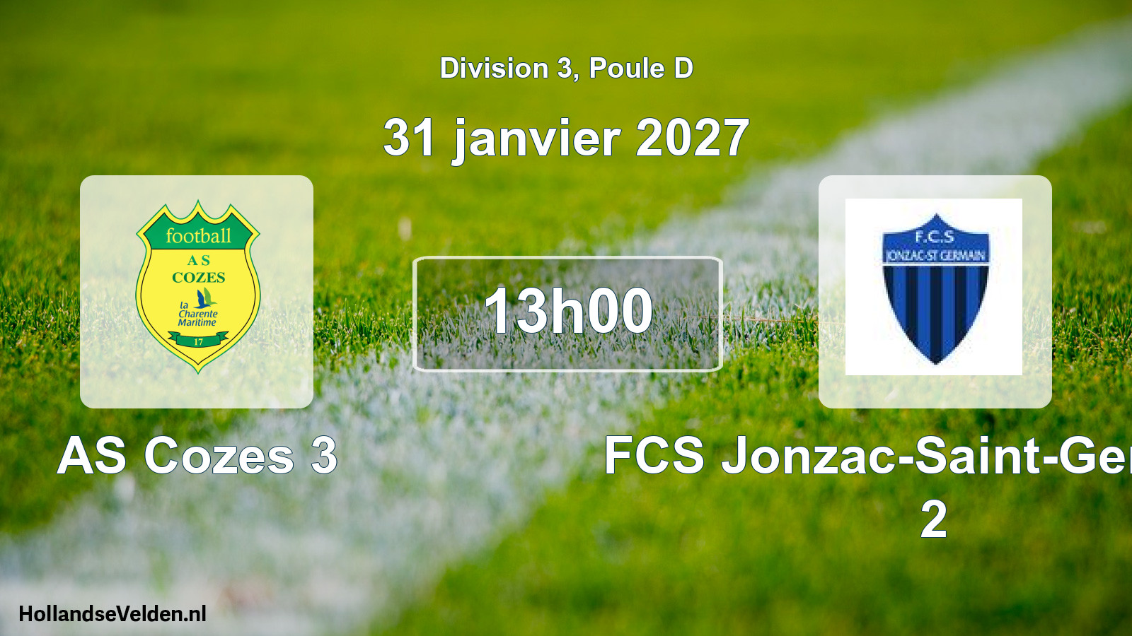 Scheduled Match: AS Cozes 3 - FCS Jonzac-Saint-Germain 2 (31 January 2027)