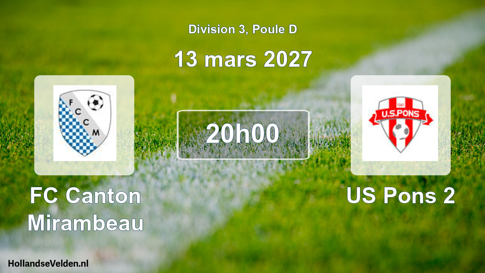 Match programmé: FC Canton Mirambeau - US Pons 2 (13 mars 2027)