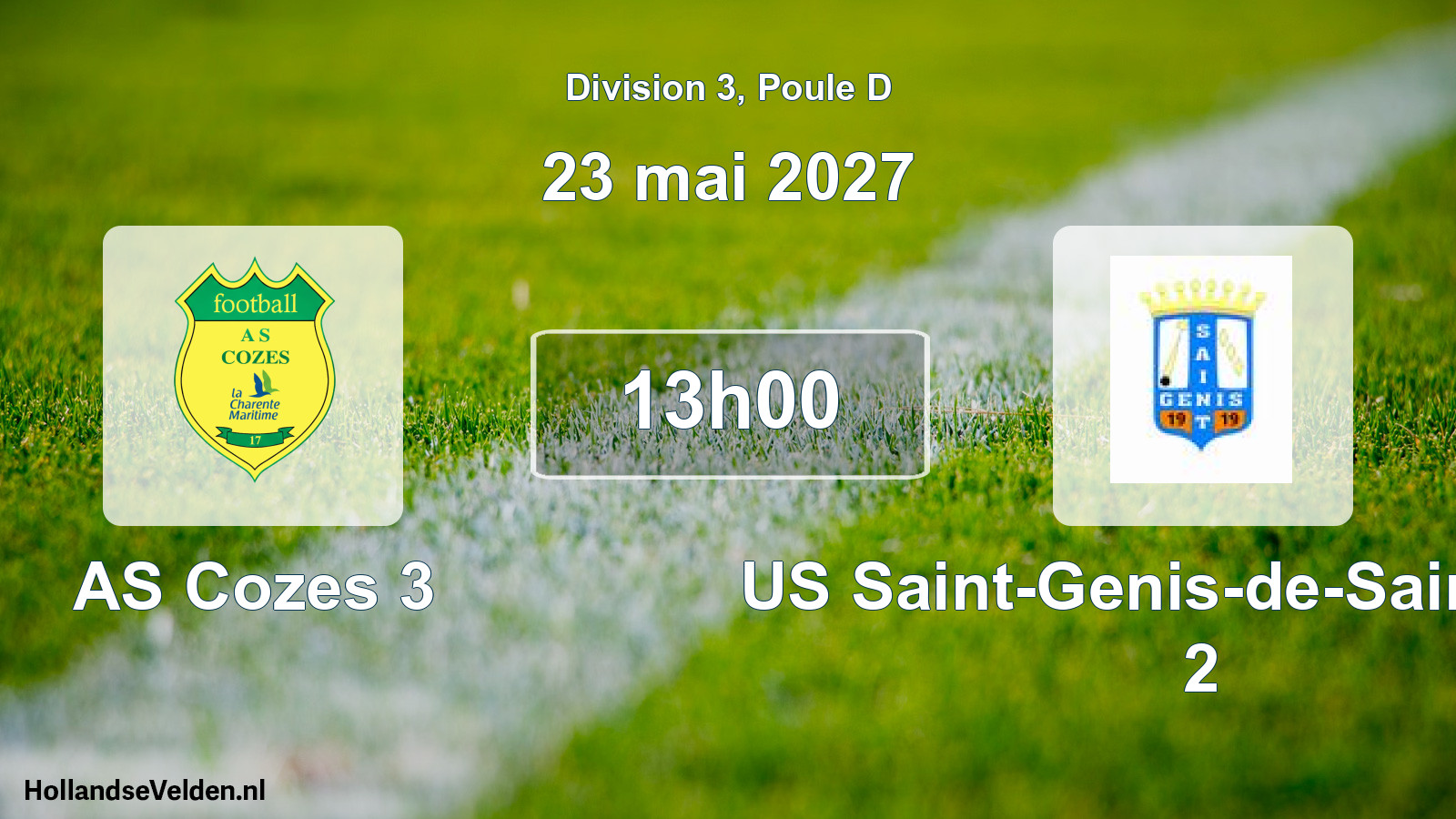 Scheduled Match: AS Cozes 3 - US Saint-Genis-de-Saintonge 2 (23 May 2027)