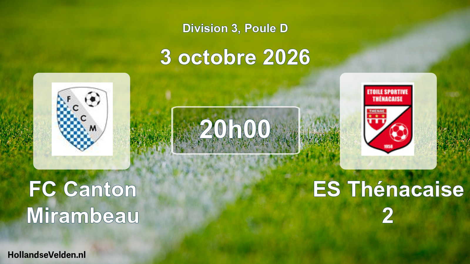 Match programmé: FC Canton Mirambeau - ES Thénacaise 2 (3 octobre 2026)