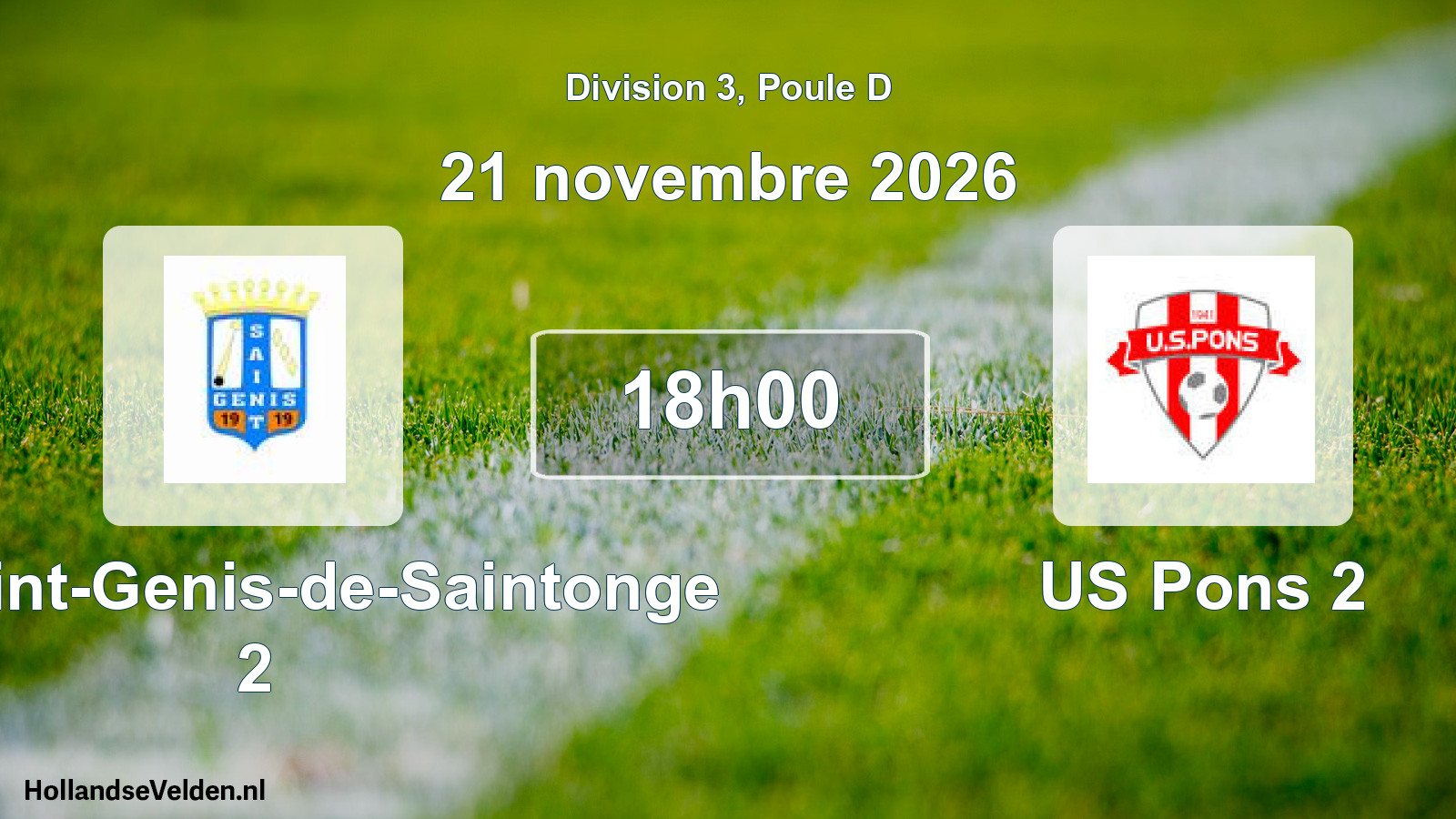 Scheduled Match: US Saint-Genis-de-Saintonge 2 - US Pons 2 (21 November 2026)