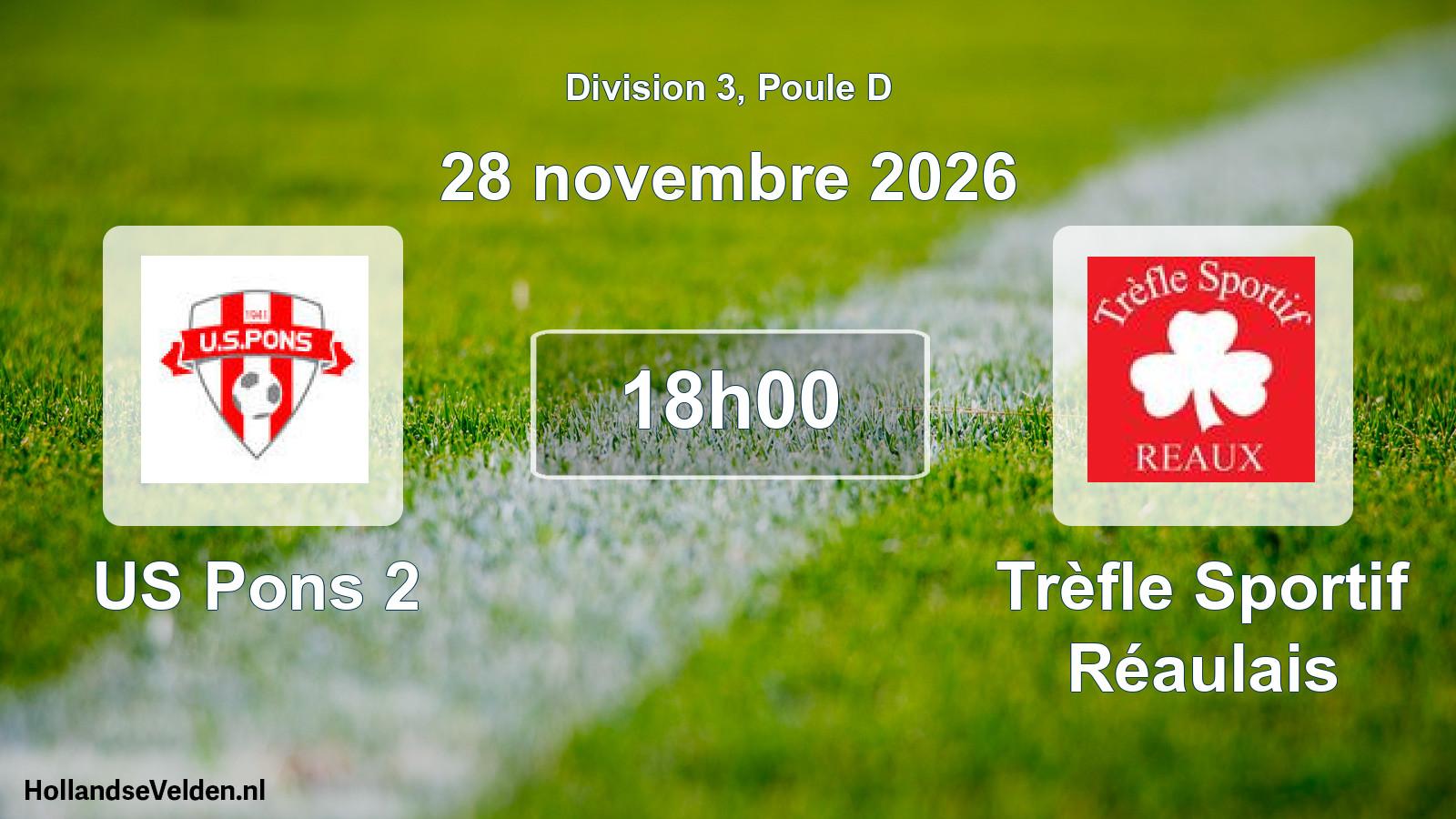 Match programmé: US Pons 2 - Trèfle Sportif Réaulais (28 novembre 2026)