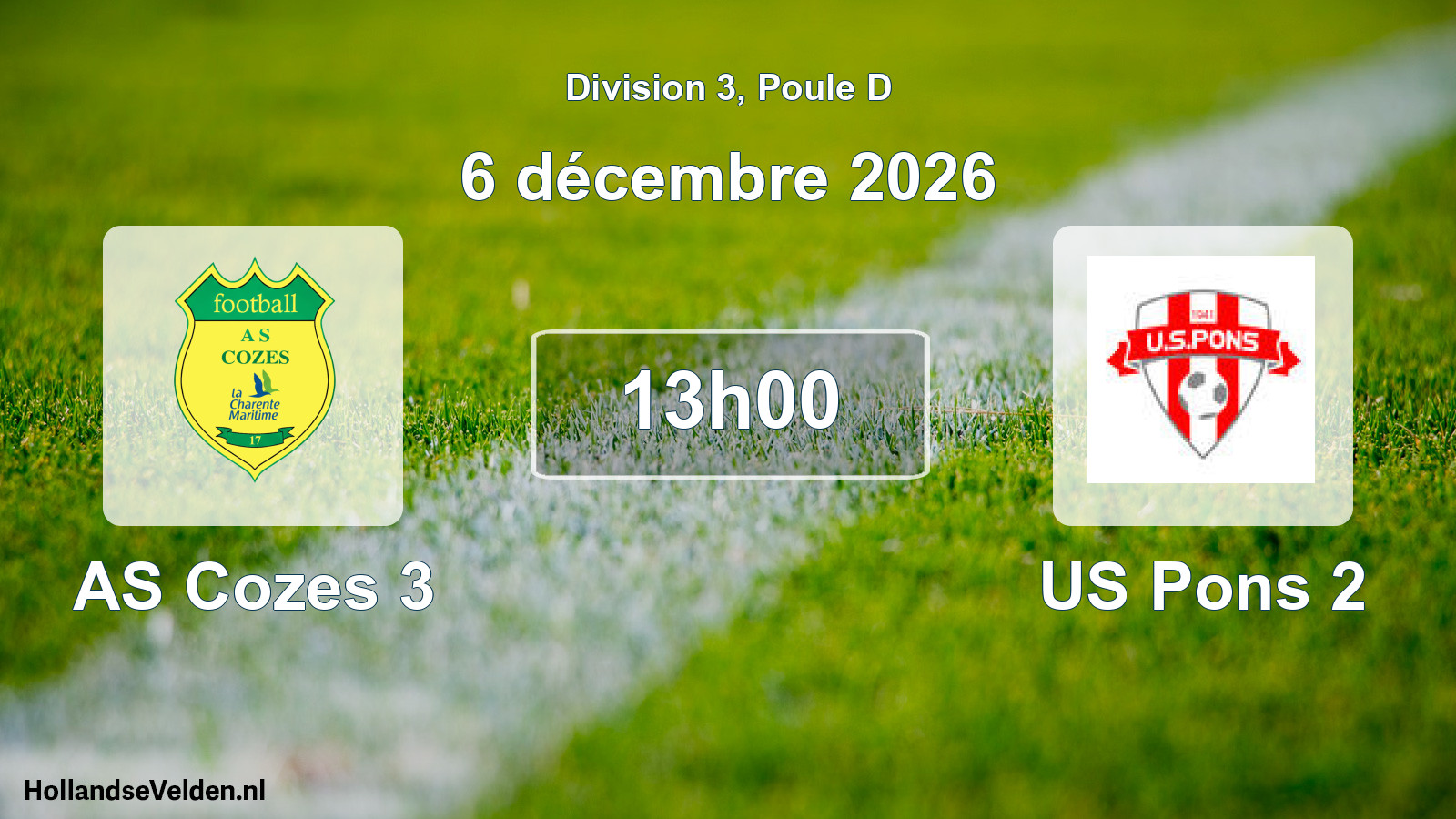 Scheduled Match: AS Cozes 3 - US Pons 2 (6 December 2026)