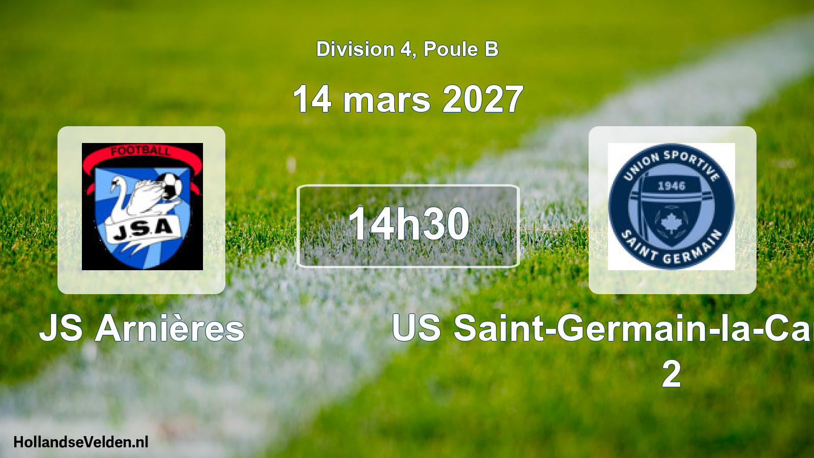 Match programmé: JS Arnières - US Saint-Germain-la-Campagne 2 (14 mars 2027)
