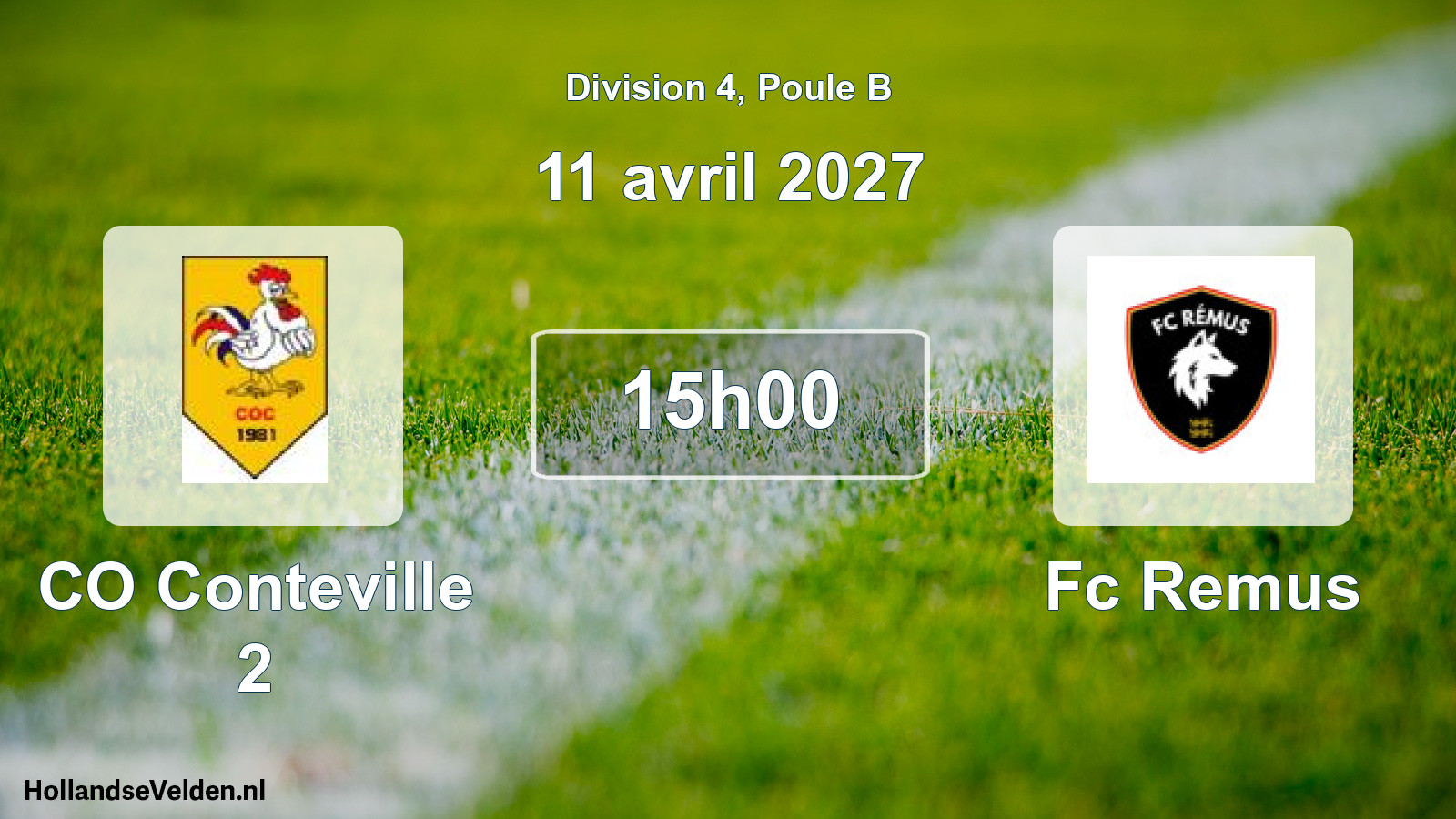 Match programmé: CO Conteville 2 - Fc Remus (11 avril 2027)