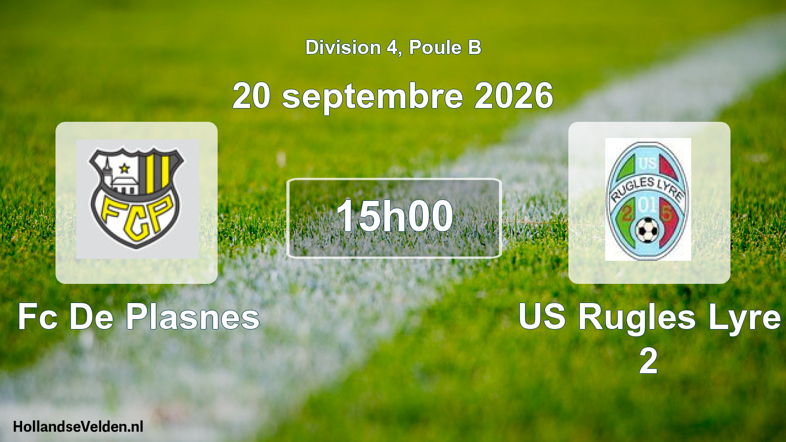 Match programmé: Fc De Plasnes - US Rugles Lyre 2 (20 septembre 2026)