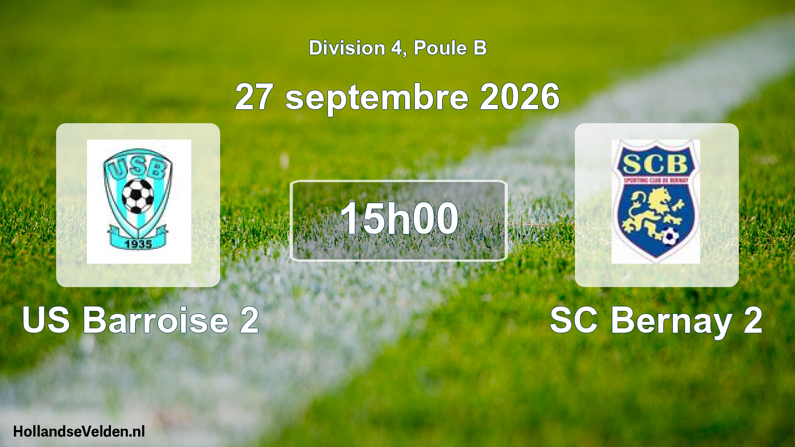 Match programmé: US Barroise 2 - SC Bernay 2 (27 septembre 2026)