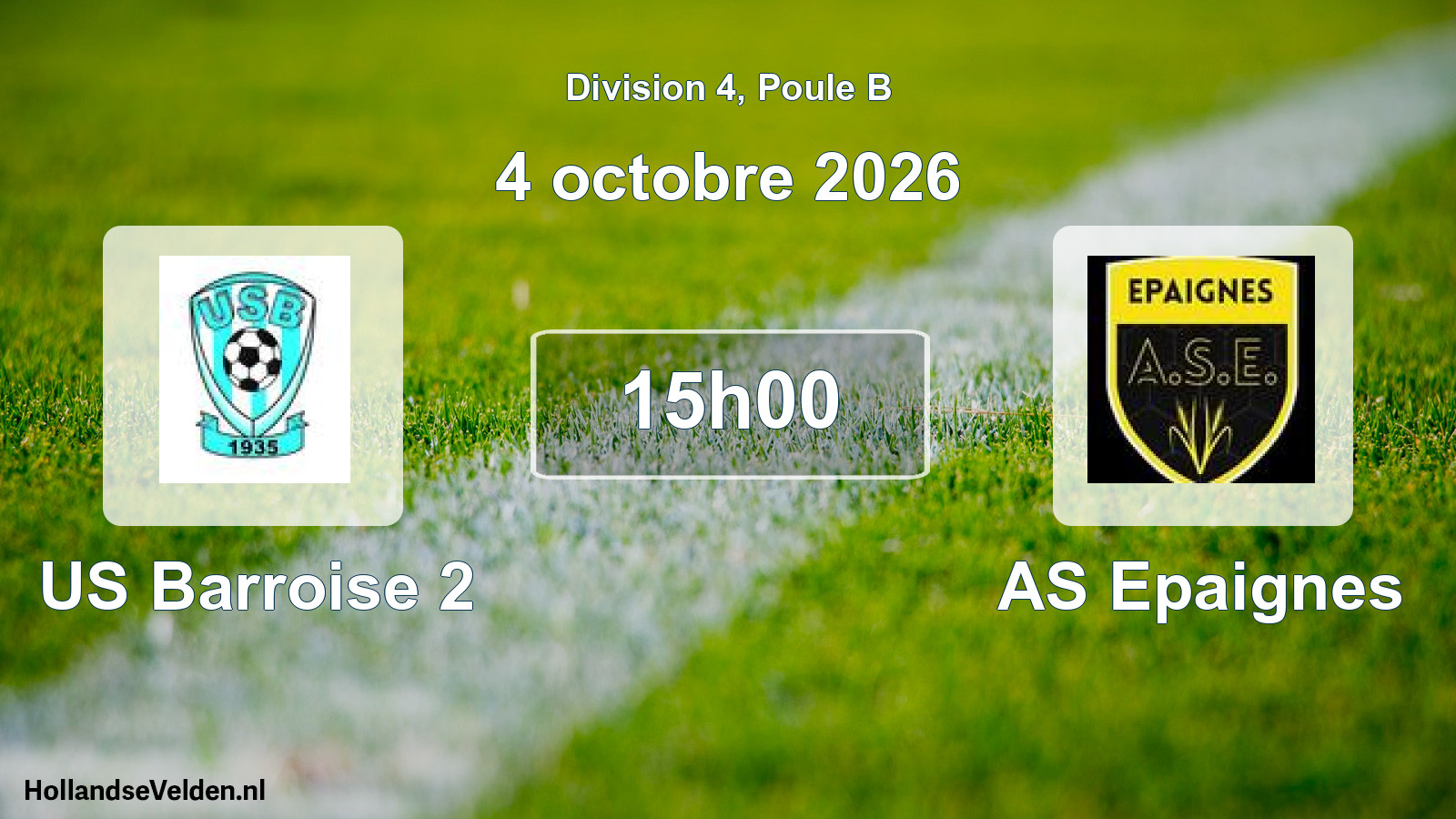 Match programmé: US Barroise 2 - AS Epaignes (4 octobre 2026)