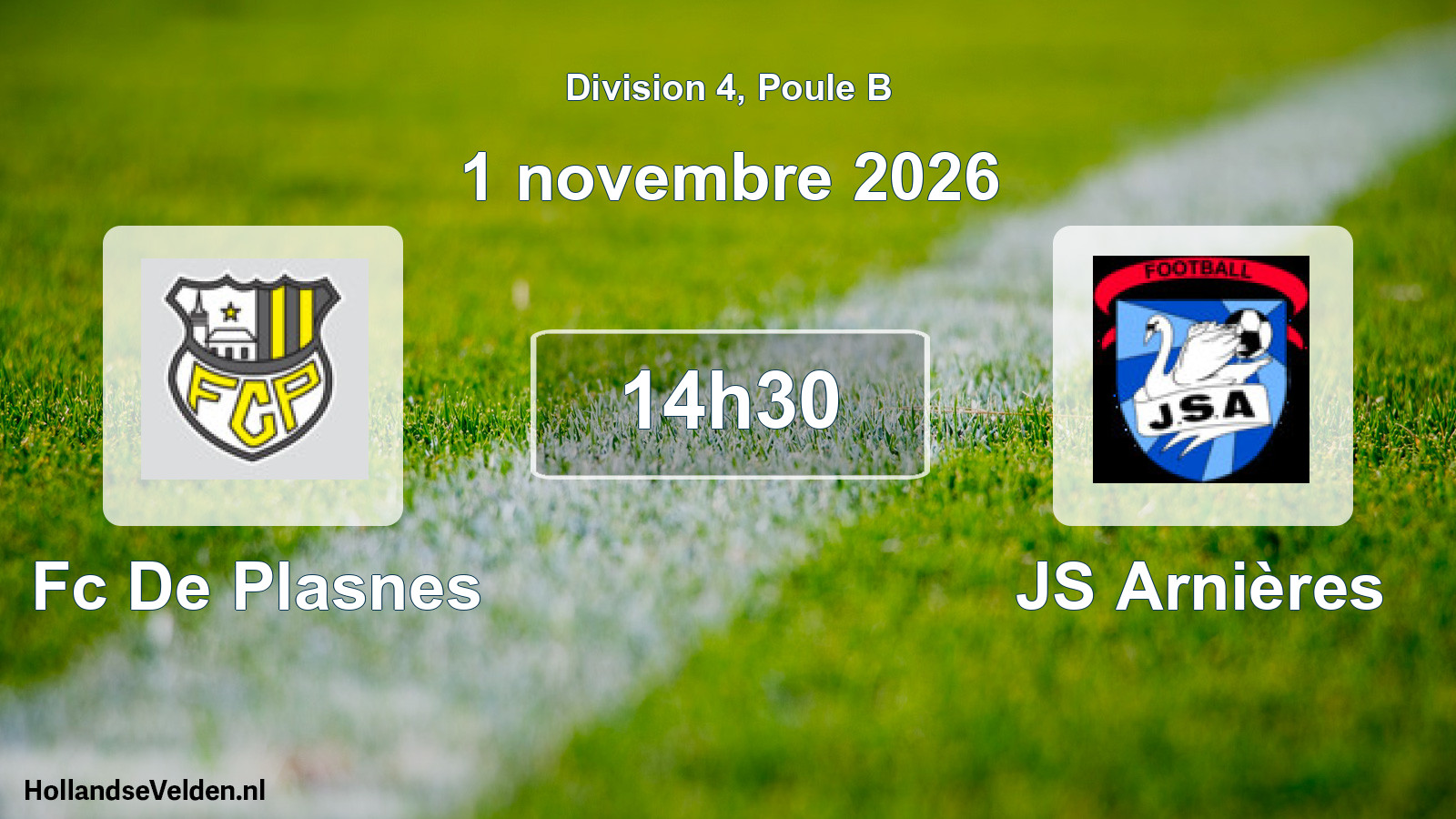 Match programmé: Fc De Plasnes - JS Arnières (1 novembre 2026)