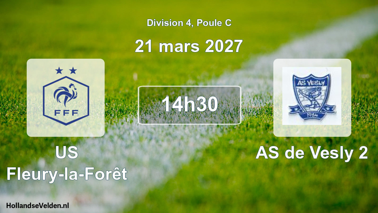 Match programmé: US Fleury-la-Forêt - AS de Vesly 2 (21 mars 2027)