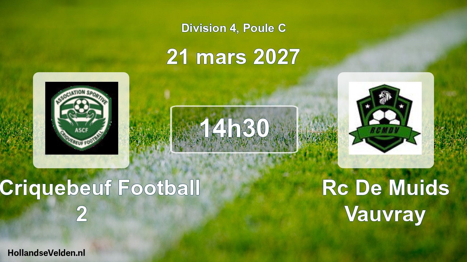 Match programmé: AS Criquebeuf Football 2 - Rc De Muids Vauvray (21 mars 2027)