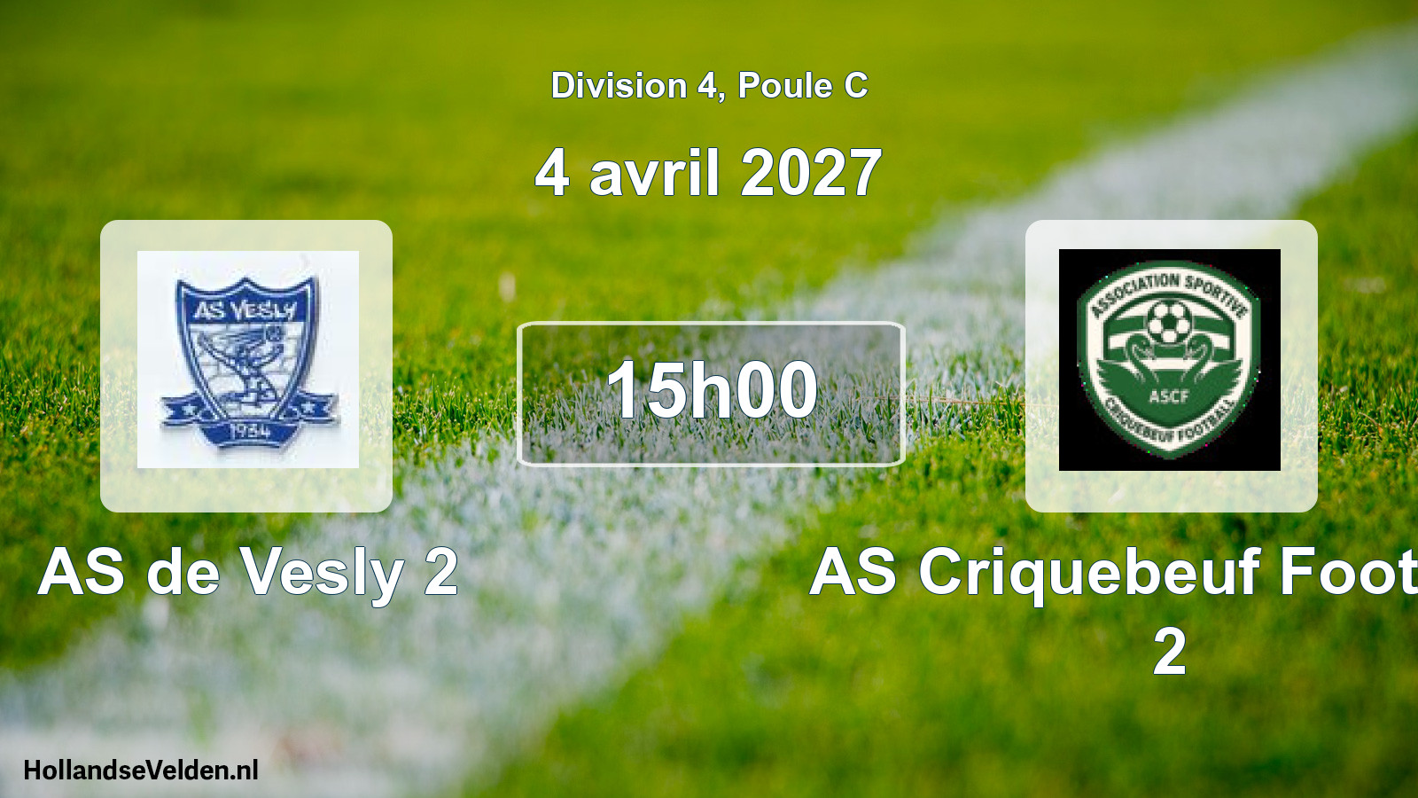 Match programmé: AS de Vesly 2 - AS Criquebeuf Football 2 (4 avril 2027)