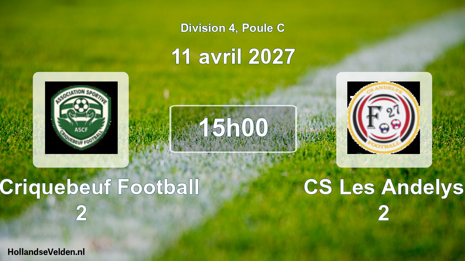 Match programmé: AS Criquebeuf Football 2 - CS Les Andelys 2 (11 avril 2027)