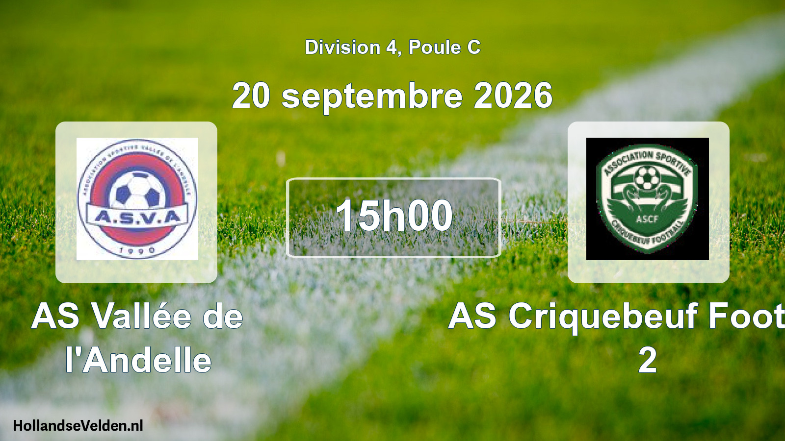 Scheduled Match: AS Vallée de l'Andelle - AS Criquebeuf Football 2 (20 September 2026)