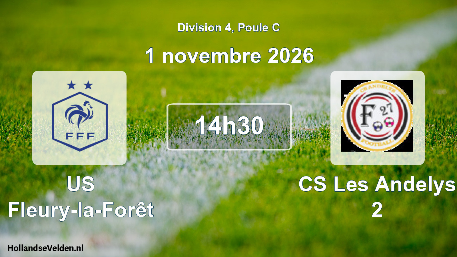 Match programmé: US Fleury-la-Forêt - CS Les Andelys 2 (1 novembre 2026)