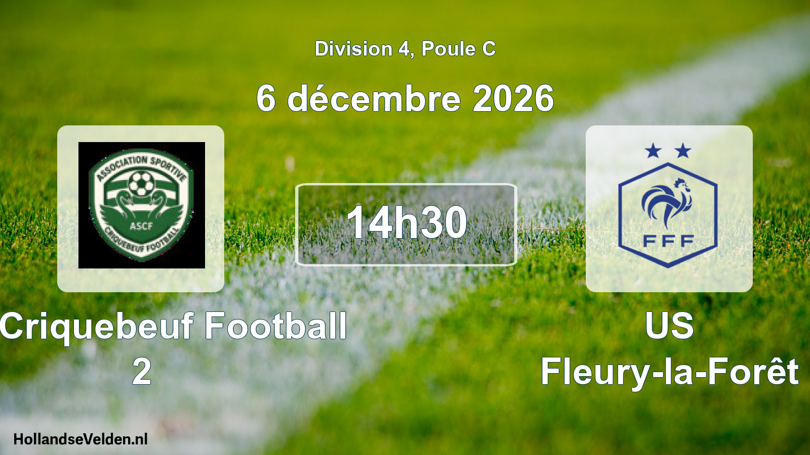 Match programmé: AS Criquebeuf Football 2 - US Fleury-la-Forêt (6 décembre 2026)