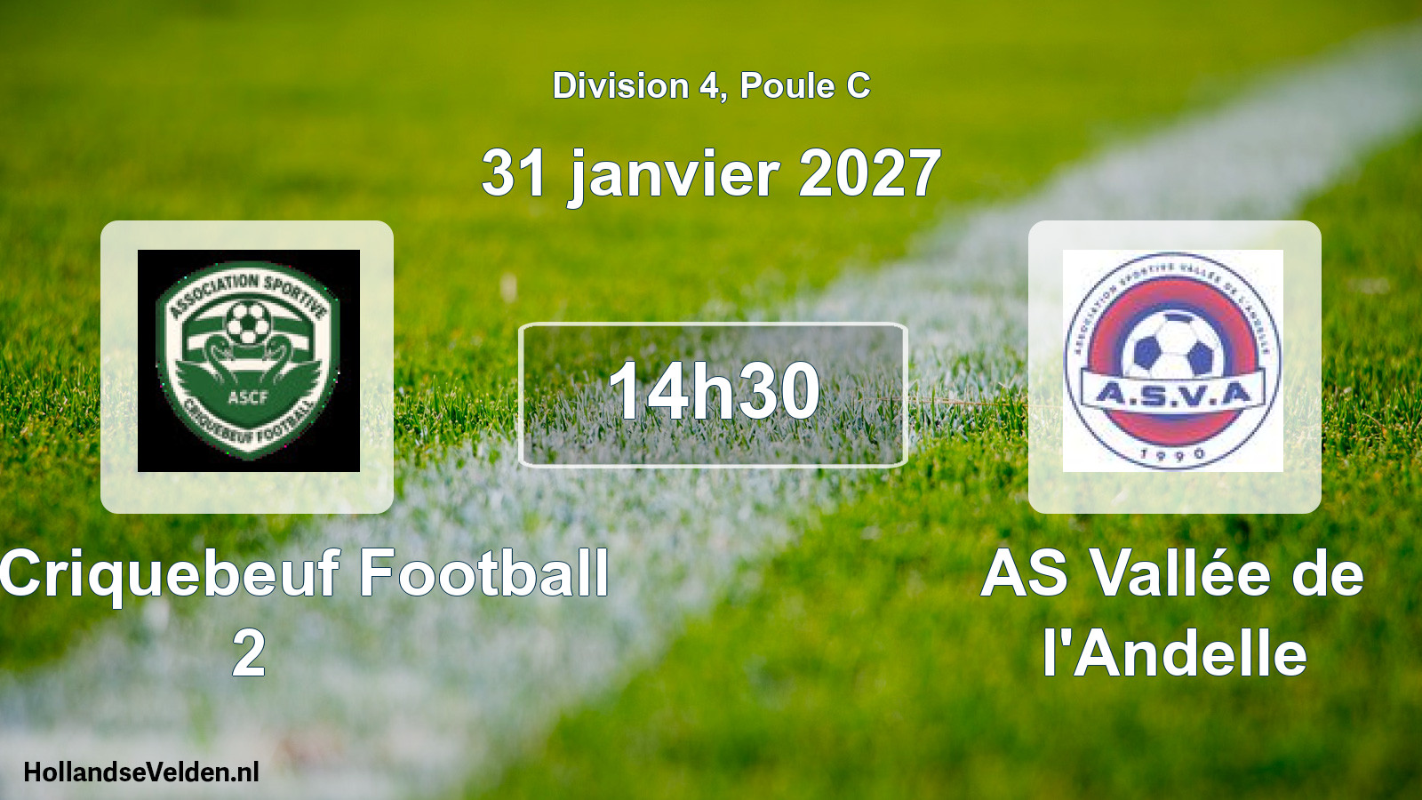 Geplande wedstrijd: AS Criquebeuf Football 2 - AS Vallée de l'Andelle (31 januari 2027)