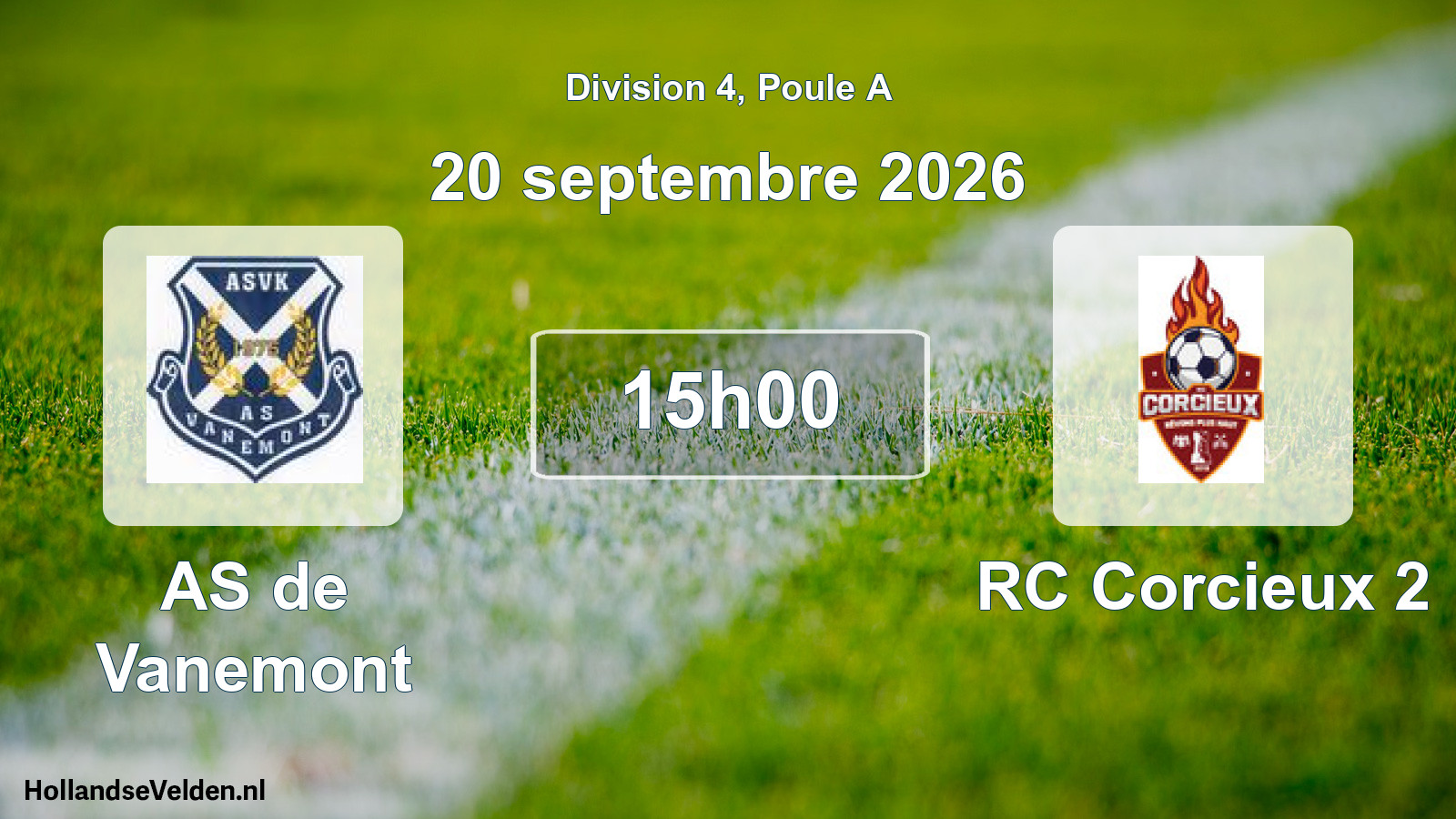 Match programmé: AS de Vanemont - RC Corcieux 2 (20 septembre 2026)