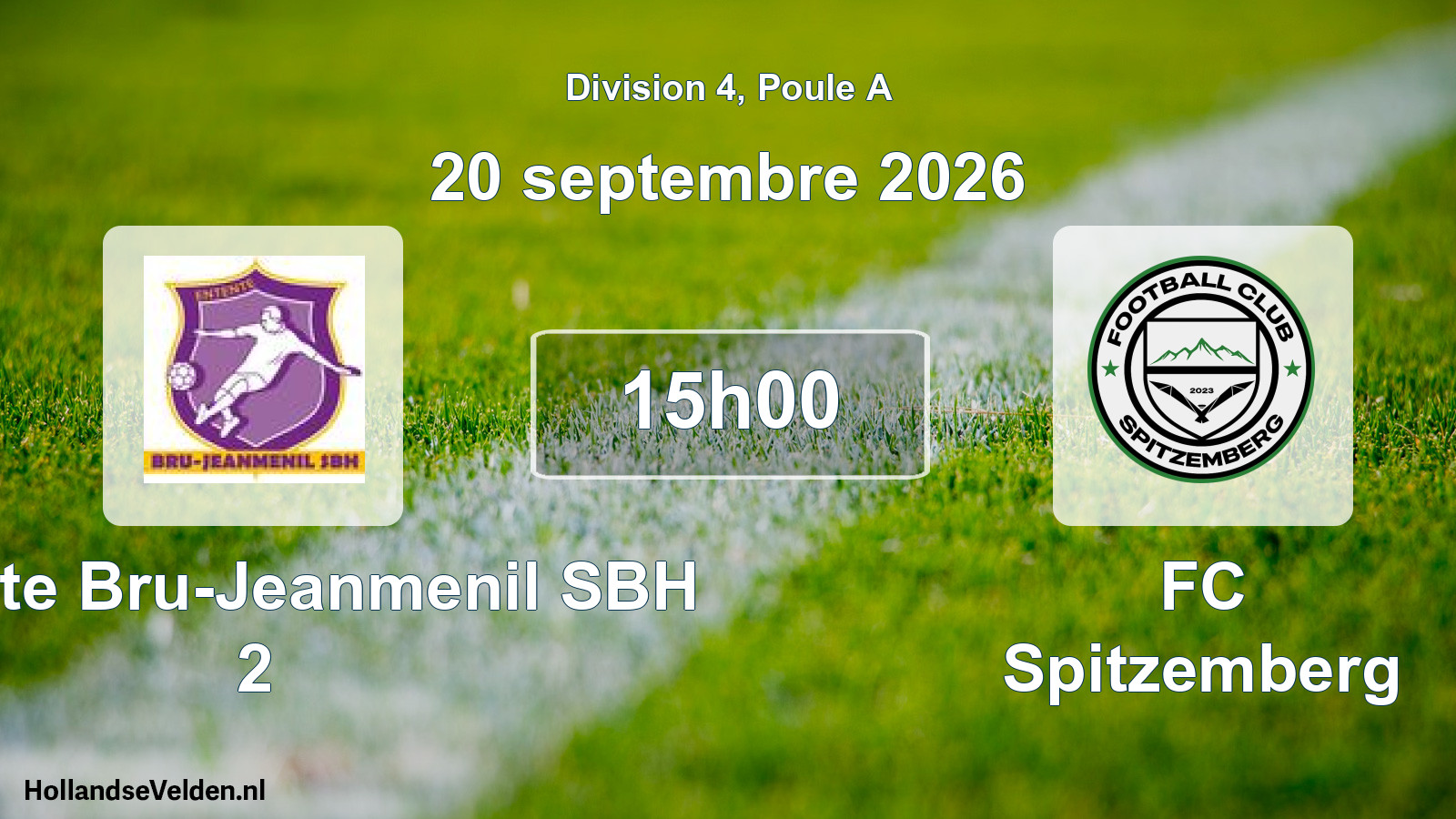 Match programmé: Entente Bru-Jeanmenil SBH 2 - FC Spitzemberg (20 septembre 2026)