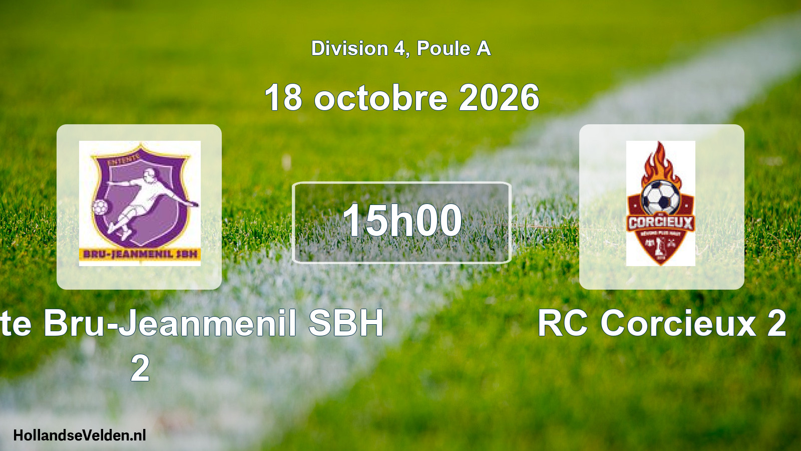 Match programmé: Entente Bru-Jeanmenil SBH 2 - RC Corcieux 2 (18 octobre 2026)