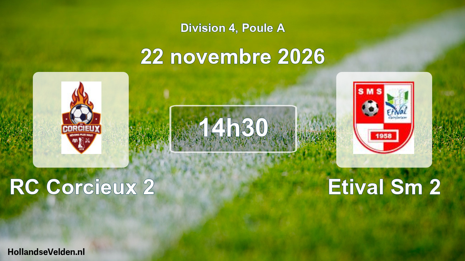 Match programmé: RC Corcieux 2 - Etival Sm 2 (22 novembre 2026)
